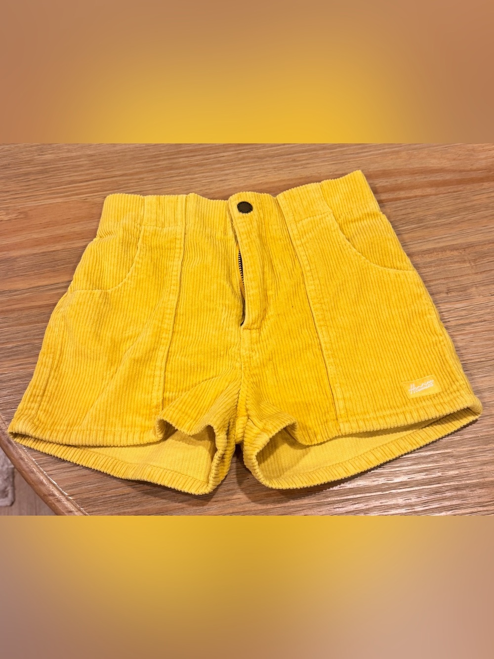 High-Waist Yellow Corduroy Shorts - Women's